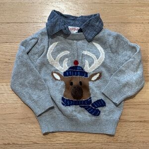 Cat & Jack Gray Sweater with Reindeer and Blue Accents